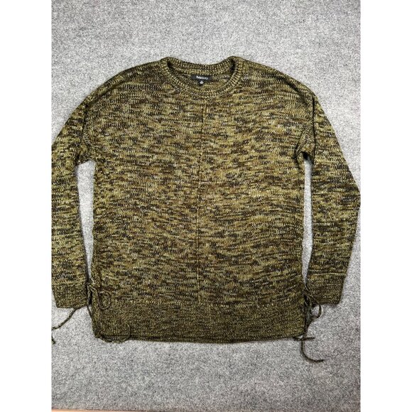 Relativity XL Olive & Brown oversized Knitted Sweater With Side Ties fall cozy - Picture 2 of 7